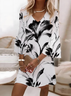 Damen Geblümt Halbarm Sommer Print Kleid V-Ausschnitt Täglich Lässig Maxikleid H-Linie Kleid
