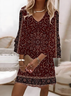 Damen Geblümt Halbarm Sommer Print Kleid V-Ausschnitt Täglich Lässig Maxikleid H-Linie Kleid