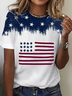 Damen Tag der Unabhängigkeit (Flagge) Kurzarm T-Shirts T-Shirt Rundhals Print Lässig Sommer T-Shirt mit Grafik Oberteile