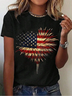 Damen Tag der Unabhängigkeit (Flagge) Kurzarm T-Shirts T-Shirt Rundhals Print Lässig Sommer T-Shirt mit Grafik Oberteile