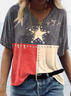 Damen Stern Kurzarm T-Shirts T-Shirt V-Ausschnitt Print Lässig Sommer T-Shirt mit Grafik Oberteile