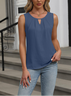 Damen Ärmellos Tanktop Oberteile Leibchen Sommer Unifarben Gerüscht Rundhals Täglich Einfach Oberteile