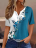 Damen Geblümt Kurzarm T-Shirts T-Shirt Rundhals Print Lässig Sommer T-Shirt mit Grafik Oberteile