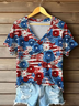 Damen Geblümt Kurzarm T-Shirts T-Shirt V-Ausschnitt Print Lässig Sommer T-Shirt mit Grafik Oberteile