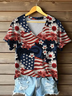 Damen Geblümt Kurzarm T-Shirts T-Shirt V-Ausschnitt Print Lässig Sommer T-Shirt mit Grafik Oberteile