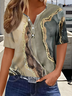 Damen Abstrakt Kurzarm T-Shirts T-Shirt Rundhals Print Lässig Sommer T-Shirt mit Grafik Oberteile