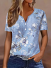 Damen Geblümt Kurzarm T-Shirts T-Shirt Rundhals Print Lässig Sommer T-Shirt mit Grafik Oberteile