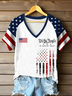 Damen Tag der Unabhängigkeit (Flagge) Kurzarm T-Shirts T-Shirt V-Ausschnitt Print Lässig Sommer T-Shirt mit Grafik Oberteile