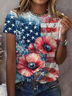 Damen Geblümt Kurzarm T-Shirts T-Shirt Rundhals Print Lässig Sommer T-Shirt mit Grafik Oberteile