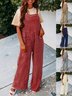 Damen Unifarben Spaghettiträger Ärmellos Lässig Sommer Jumpsuit