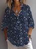 Damen Geblümt Langarm Bluse Frühling/Herbst Print Hemdkragen Täglich Lässig Oberteile