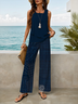 Damen Abstrakt Print Zweiteiliges Set Täglich Ärmellos Lässig Sommer Bluse mit Hose Matching Set