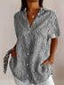 Damen Geblümt Kurzarm Bluse Sommer Print Hemdkragen Täglich Lässig Oberteile