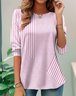 Damen Gestreift Langarm T-Shirts T-Shirt Rundhals Lässig Frühling/Herbst Oberteile