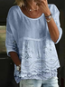 Damen Geblümt Halbarm Bluse Sommer Print Rundhals Täglich Lässig Oberteile