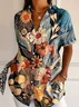 Damen Geblümt Kurzarm Bluse Sommer Print Hemdkragen Täglich Lässig Oberteile