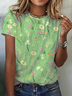 Damen Geblümt Kurzarm T-Shirts T-Shirt Rundhals Print Lässig Sommer T-Shirt mit Grafik Oberteile