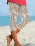 Damen Geblümt Caprihosen Elastische Taille Hose Lässig Sommer Hose
