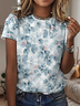 Damen Geblümt Kurzarm T-Shirts T-Shirt Rundhals Print Lässig Sommer T-Shirt mit Grafik Oberteile