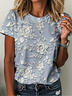 Damen Geblümt Kurzarm T-Shirts T-Shirt Rundhals Print Lässig Sommer T-Shirt mit Grafik Oberteile