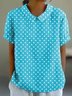 Damen Geometrisch Kurzarm T-Shirts T-Shirt Stehkragen Print Lässig Sommer Oberteile