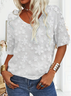 Damen Geblümt Kurzarm T-Shirts T-Shirt V-Ausschnitt Print Lässig Sommer T-Shirt mit Grafik Oberteile