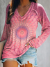Damen Abstrakt Langarm Bluse Frühling/Herbst Print V-Ausschnitt Täglich Lässig Oberteile