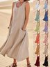 Damen Unifarben Ärmellos Sommer Nahtverarbeitung Kleid Rundhals Täglich Lässig Maxikleid Passen & Flare Kleid A-Linien-Kleid