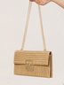 Urlaub Stil multi-Abteil Metallkette Flip Abdeckung Drehverschluss Stroh Tasche Umhängetasche Kette sperren Damen Tasche
