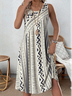 Damen Geometrisch Ärmellos Sommer Kleid Rundhals Täglich Lässig Midi Tanktop A-Linien-Kleid
