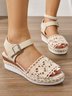 Alle Jahreszeiten Stoff Unifarben Einfach Offen Keilsandalette