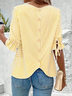 Damen Gestreift Halbarm Bluse Sommer Rundhals Täglich Retro Oberteile