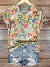 Damen Geblümt Kurzarm T-Shirts T-Shirt V-Ausschnitt Print Lässig Sommer T-Shirt mit Grafik Oberteile