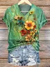 Damen Geblümt Kurzarm T-Shirts T-Shirt V-Ausschnitt Print Lässig Sommer T-Shirt mit Grafik Oberteile
