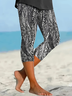 Damen Abstrakt Caprihosen Elastische Taille Hose Lässig Sommer Hose