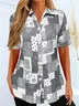 Damen Paisley Kurzarm Bluse Sommer Print Hemdkragen Täglich Lässig Oberteile