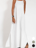 Damen Unifarben Ärmellos Sommer Nahtverarbeitung Kleid Rundhals Täglich Retro Maxikleid Tanktop A-Linien-Kleid