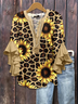 Damen Leopard Halbarm Bluse Sommer Print V-Ausschnitt Täglich Lässig Oberteile