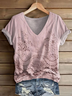 Damen Geblümt Kurzarm T-Shirts T-Shirt V-Ausschnitt Print Lässig Sommer T-Shirt mit Grafik Oberteile