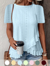 Damen Geometrisch Kurzarm T-Shirts T-Shirt Rundhals Jacquard Lässig Sommer Oberteile