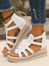 Neu Sommer Pantolette für Damen Weich Leder Keilabsatz Strass dicke Sohlen römisch Pantolette Elegant Hohl Pantolette