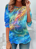 Damen Abstrakt Langarm T-Shirts T-Shirt Rundhals Print Lässig Frühling/Herbst Tunika Oberteile