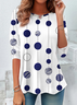 Damen Polka Dots Langarm T-Shirts T-Shirt Rundhals Print Lässig Frühling/Herbst Tunika Oberteile