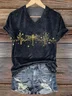 Damen Libelle Kurzarm T-Shirts T-Shirt V-Ausschnitt Print Lässig Sommer T-Shirt mit Grafik Oberteile