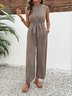 Damen Geometrisch Rundhals Ärmellos Retro Sommer Jumpsuit