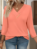 Damen Unifarben Halbarm T-Shirts T-Shirt V-Ausschnitt Lässig Sommer Oberteile