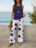 Damen Polka Dots Print Zweiteiliges Set Täglich Ärmellos Lässig Sommer Bluse mit Hose Matching Set