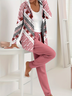 Damen Abstrakt Print Zweiteiliges Set Täglich Langarm Lässig Frühling/Herbst Mantel mit Hosen Matching Set
