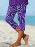 Damen Abstrakt Caprihosen Elastische Taille Hose Lässig Sommer Hose