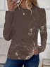 Damen Geblümt Langarm T-Shirts T-Shirt Rundhals Print Lässig Frühling/Herbst T-Shirt mit Grafik Oberteile